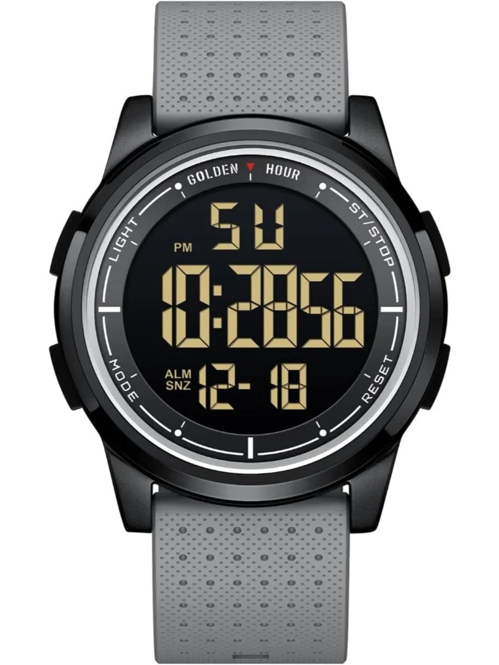 Men's Grey Rubber Strap Ultra-Thin Minimalist Solid Waterproof Digital Watch